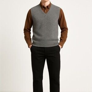 Bernhard Altmann 100% Cashmere Sweater Vest Grey Quiet Luxury Old Money Large
